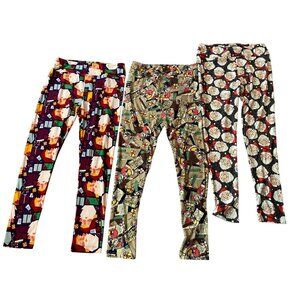 3 Pairs of LuLaRoe Christmas Pattern Leggings Tall & Curvy Festive Holiday